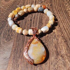 Jay King DTR mine finds Agate copper necklace and large Pendant set stunning